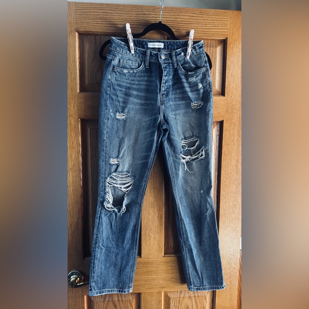 Flying Monkey Distressed Blue Boyfriend Jeans